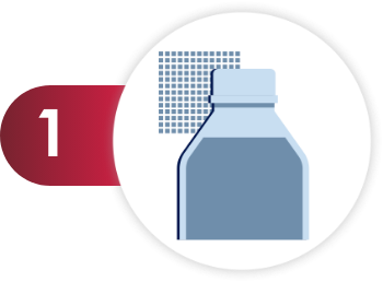 Pictogram of bottle and gauze pad