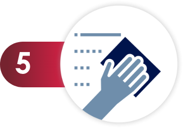 Pictogram of a hand and a wipe.